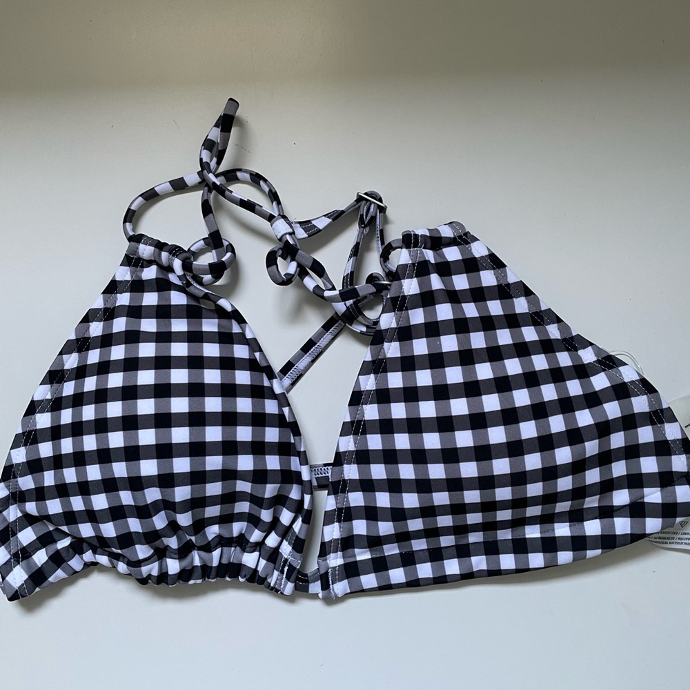 Abercrombie & Fitch Bikini Top, Black and White Checkered, Size Small.